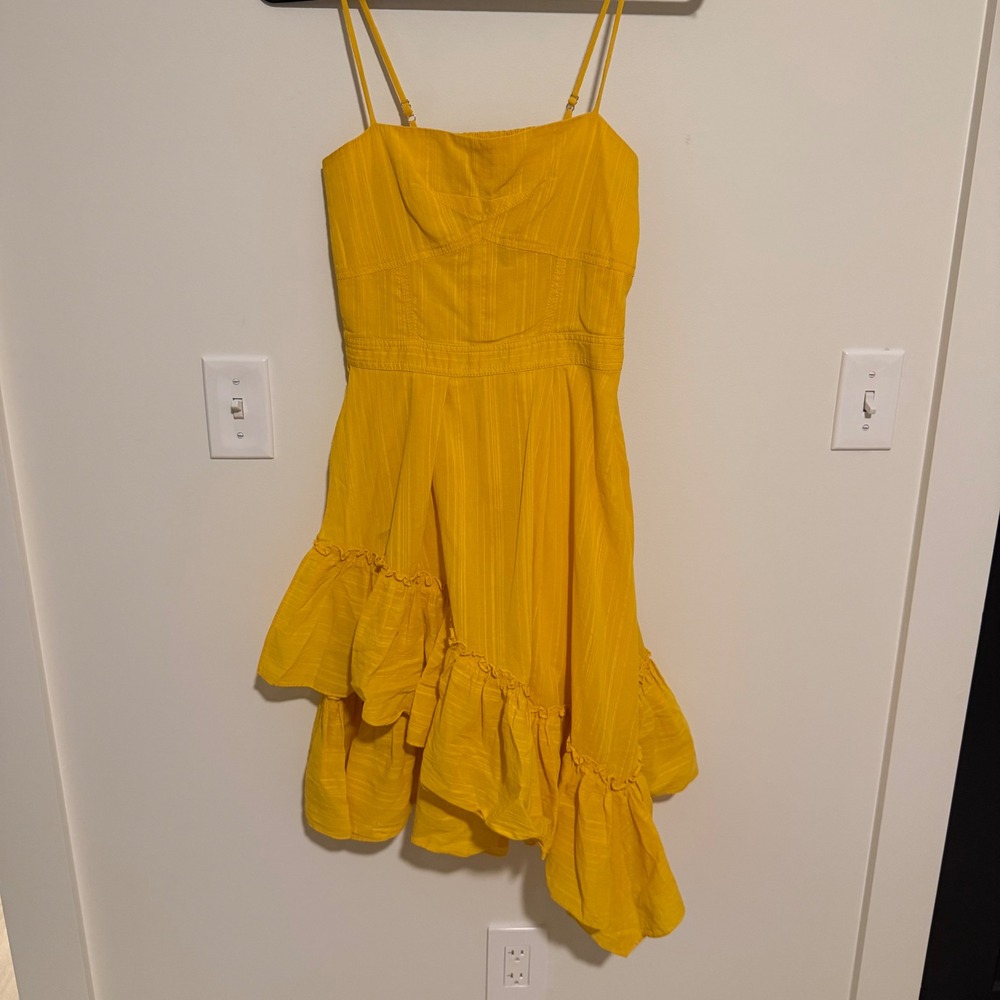 Derek Lam‎ 10 Crosby Womens Yellow Asymmetrical Ruffle Mini Dress Size 2